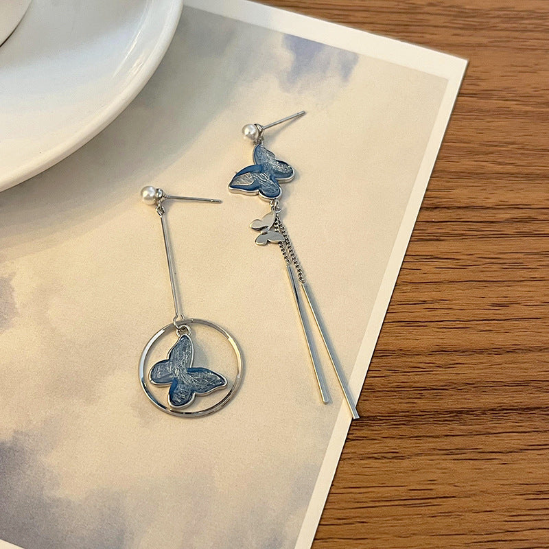 Wholesale Blue Butterfly Alloy Earrings